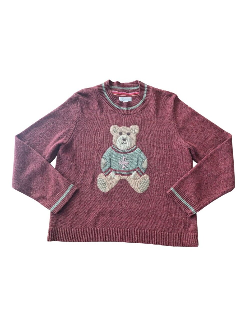 Vintage Teddy Bear Red Sweater Christopher & Banks M cottagecore grandmacore kid